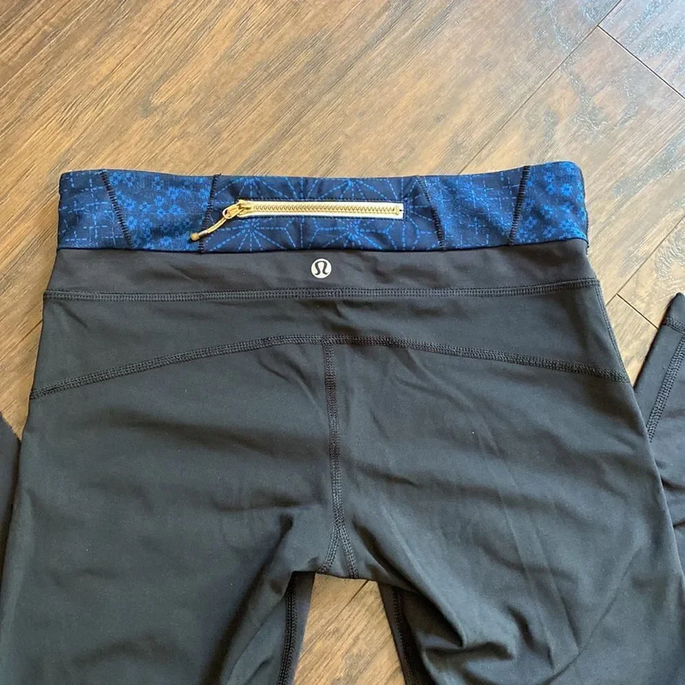Lululemon Black with Blue accents Leggings - Size 6